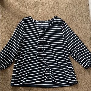 Black and white striped blouse 3/4 sleeves